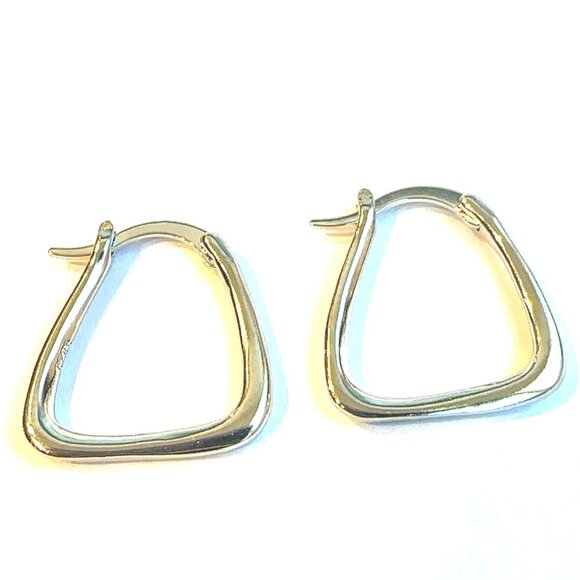 NWOT Sterling Silver 925 Abstract Hoop Earrings Elegant Modern Design - Picture 8 of 11